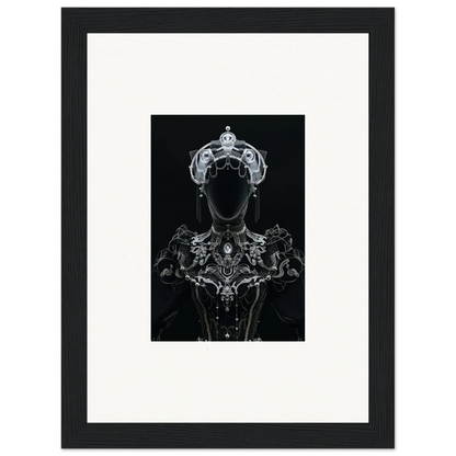 Silhouette of a regal figure with crown and neckpiece in Opulent Shadow Mirage wall art