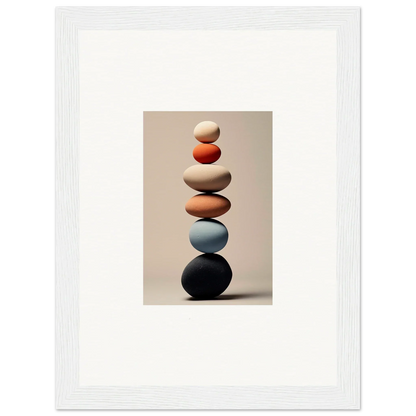 Balanced smooth stones in earth tones for the Orb Reverie premium framed wall art