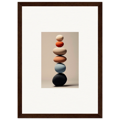 Stack of balanced stones in white, orange, blue, and black for Orb Reverie special edition art™