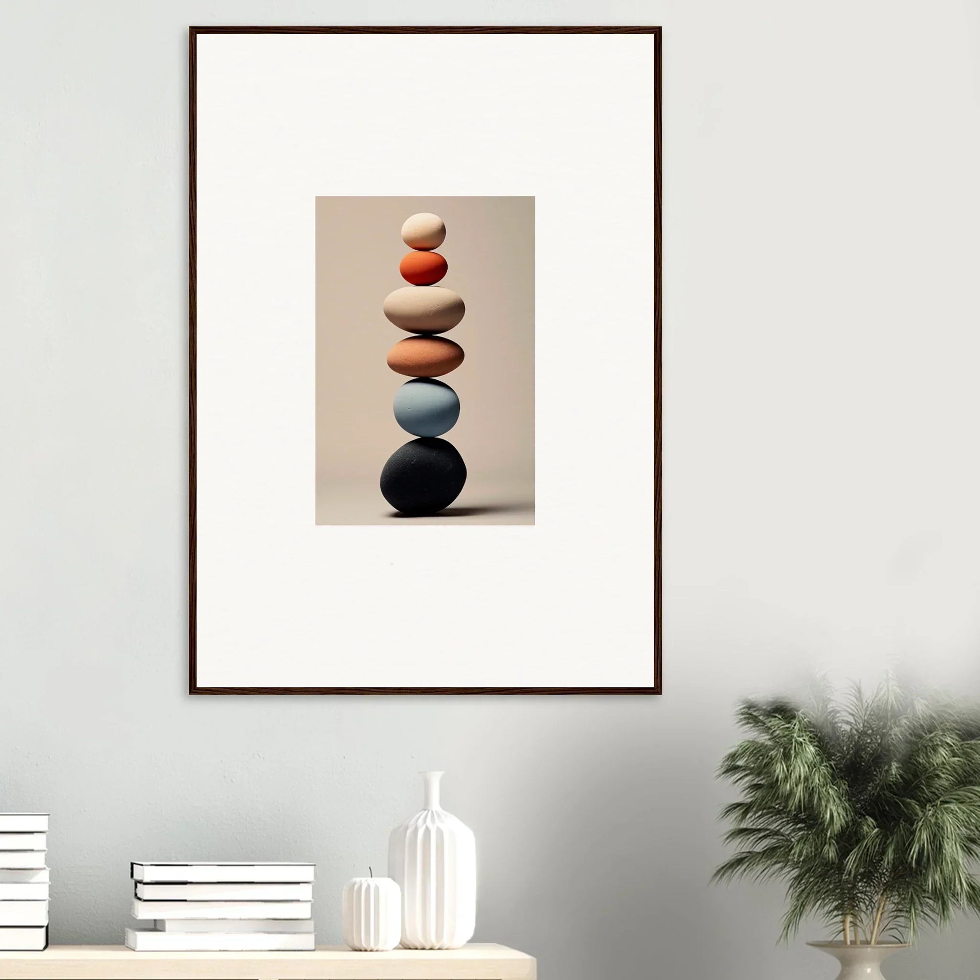 Balanced earth-tone stones in Orb Reverie special edition art for a premium framed wall