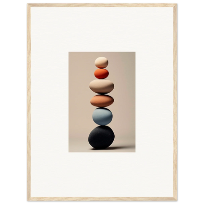 Stack of balanced stones in white, orange, blue, and black for Orb Reverie special edition art™