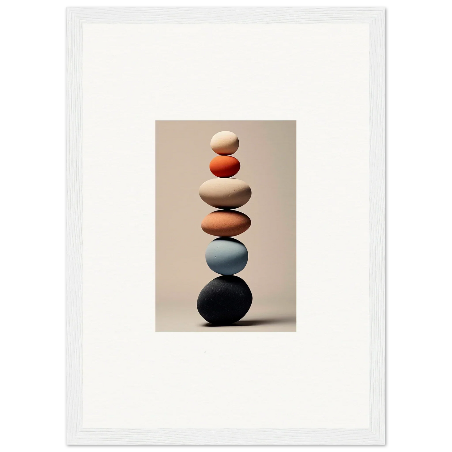 Balanced earth-tone stones stack in Orb Reverie special edition art for premium wall decor