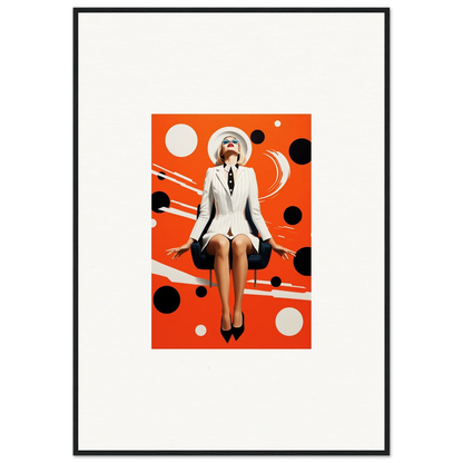 Stylized woman in white suit on orange polka-dot background for Ecliptic Eventsatz canvas print