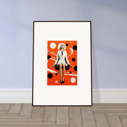 Framed canvas print of a white figure on orange, perfect for ecliptic eventsatz room decoration