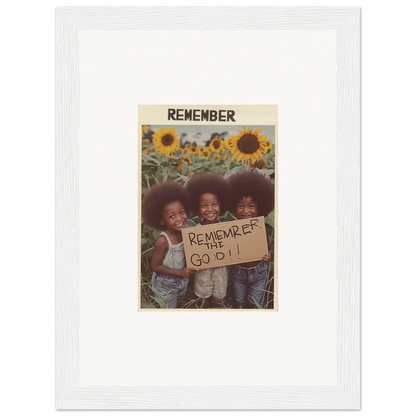 Kids in front of sunflowers with a sign, perfect for solar whimsy room decoration