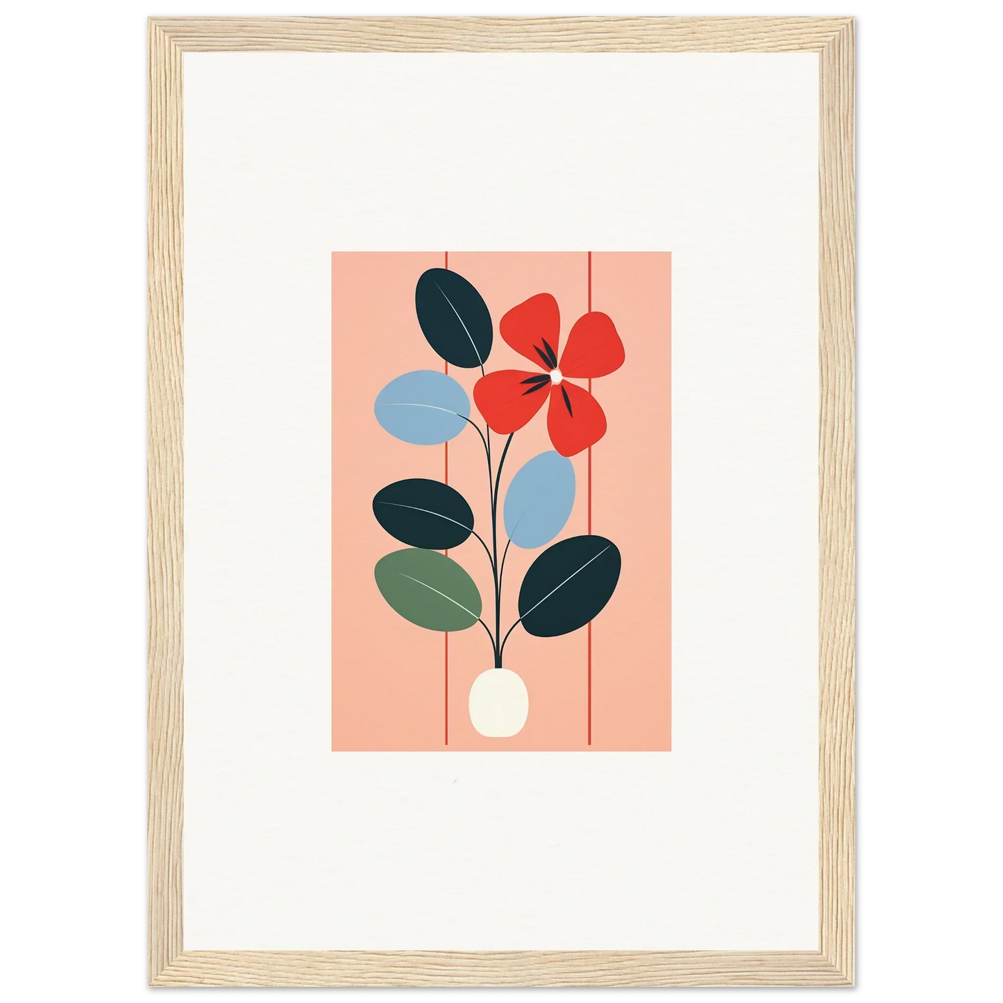 Framed wall art featuring colorful minimalist flower design for stylish room decor