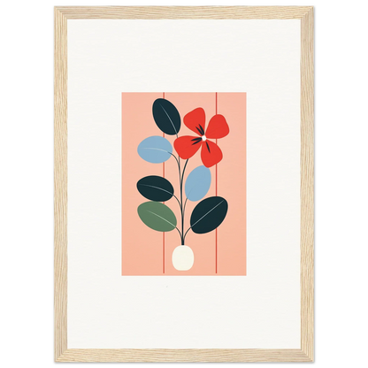 Framed wall art featuring colorful minimalist flower design for stylish room decor