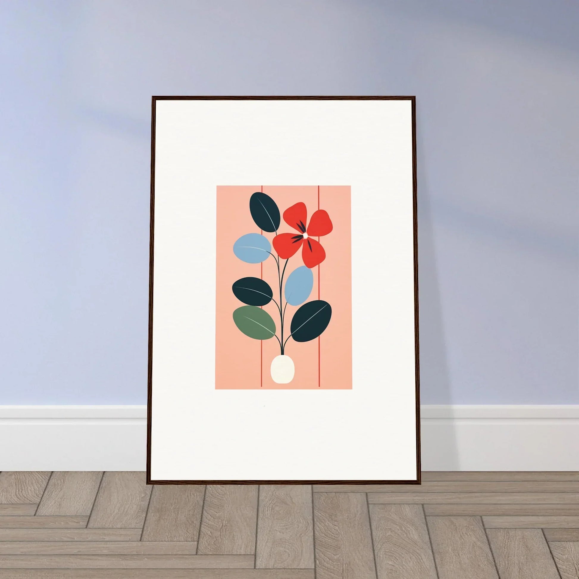 Framed wall art featuring colorful flora imbibed minimalist floral illustration for room decor