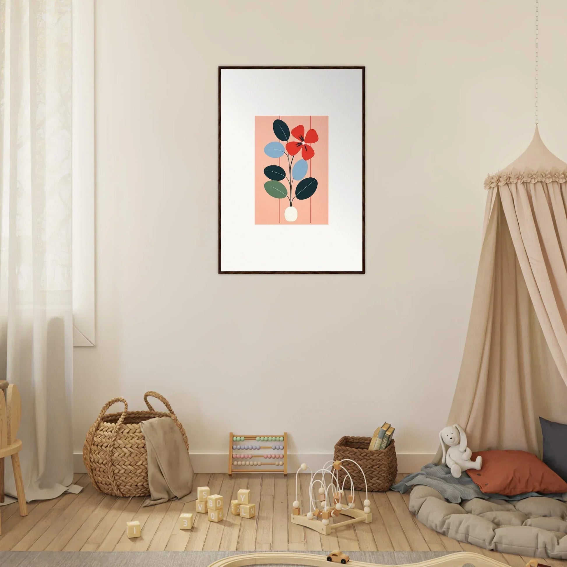 Framed wall art featuring minimalist floral design for beautiful room decor