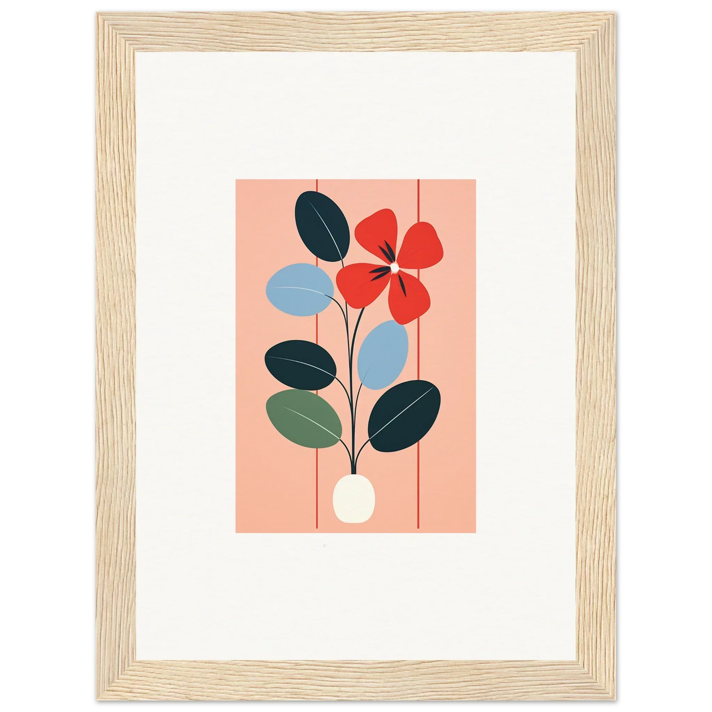 Framed abstract floral wall art with colorful shapes for stylish room decor