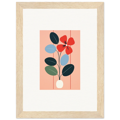 Framed abstract floral wall art with colorful shapes for stylish room decor