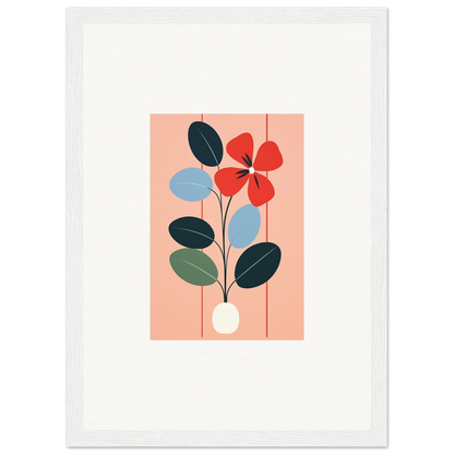 Stylized floral illustration with red bloom, perfect for room decor and framed wall art