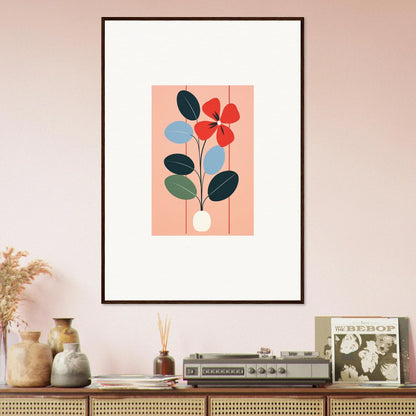 Framed wall art of minimalist floral illustration for elegant room decor, Flora Imbibed