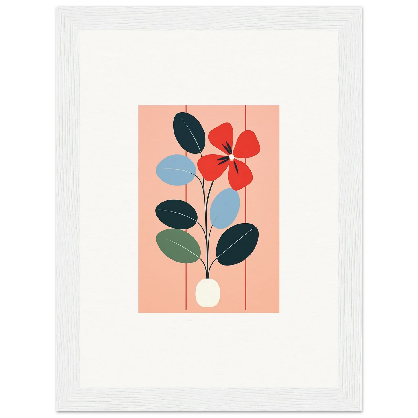 Stylized flower illustration for room decor, part of Flora Imbibed framed wall art