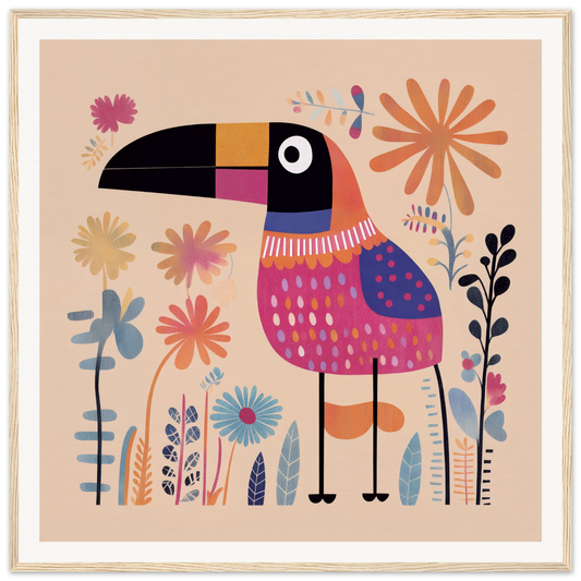 Colorful toucan in a patterned sweater from Paradise Feathers Quake collection