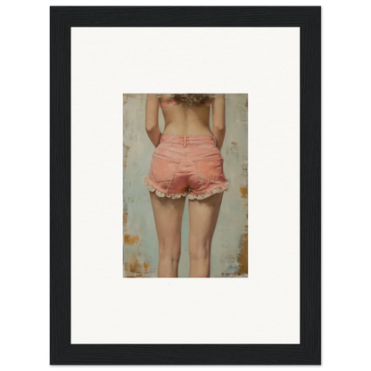 Framed canvas print of Blossom Elation featuring person in pink lace-trimmed shorts