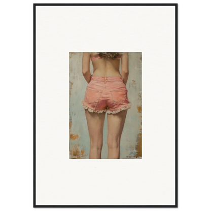 Framed photograph of legs in pink shorts for Blossom Elation room decoration