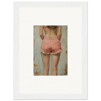 Framed canvas print of Blossom Elation showcasing lower back and legs in pink shorts