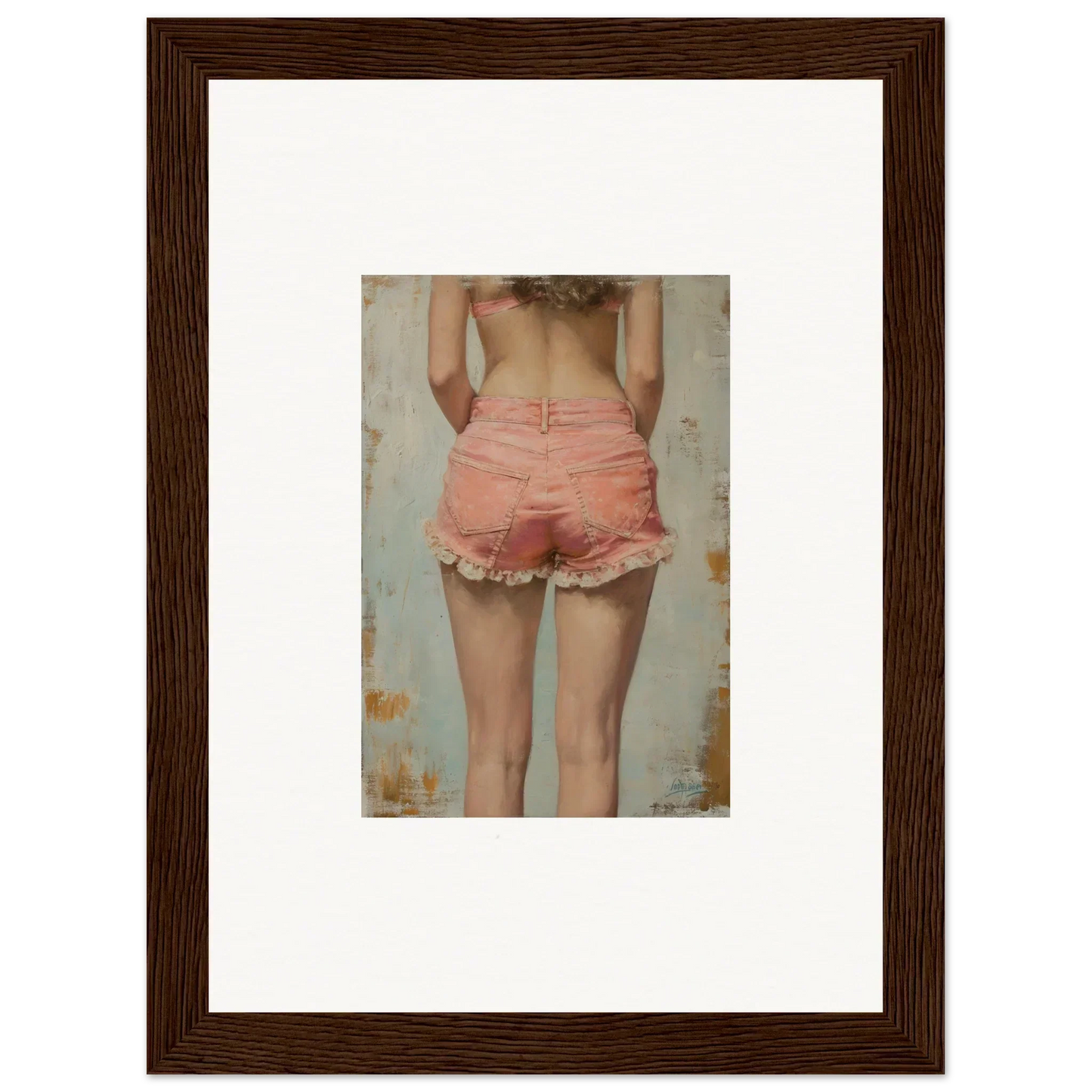 Framed canvas print of Blossom Elation with a stylish shot of pink shorts and legs