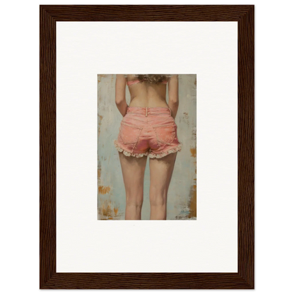 Framed canvas print of Blossom Elation with a stylish shot of pink shorts and legs