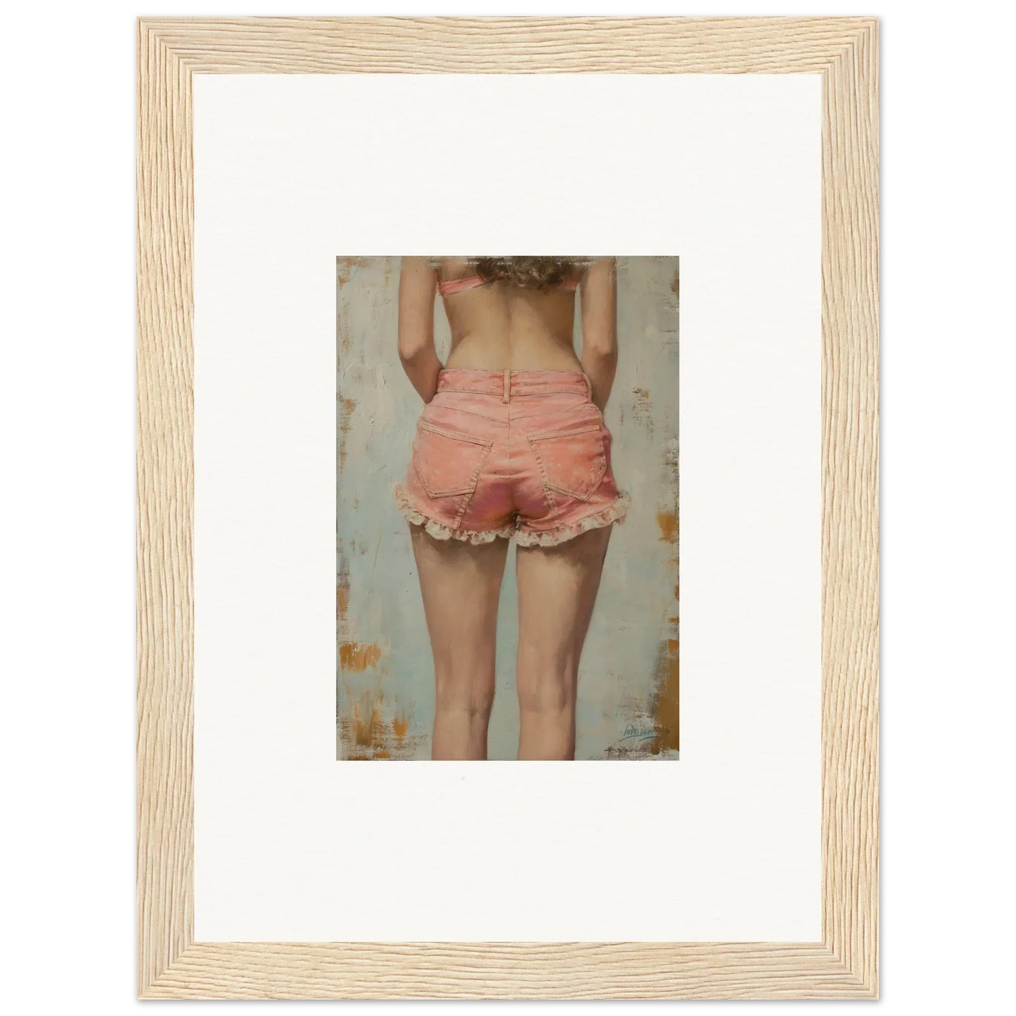 Framed print of pink shorts for a stylish room decoration in Blossom Elation vibe