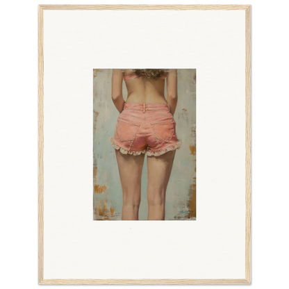 Framed canvas print of a person in pink ruffled shorts for Blossom Elation room decoration