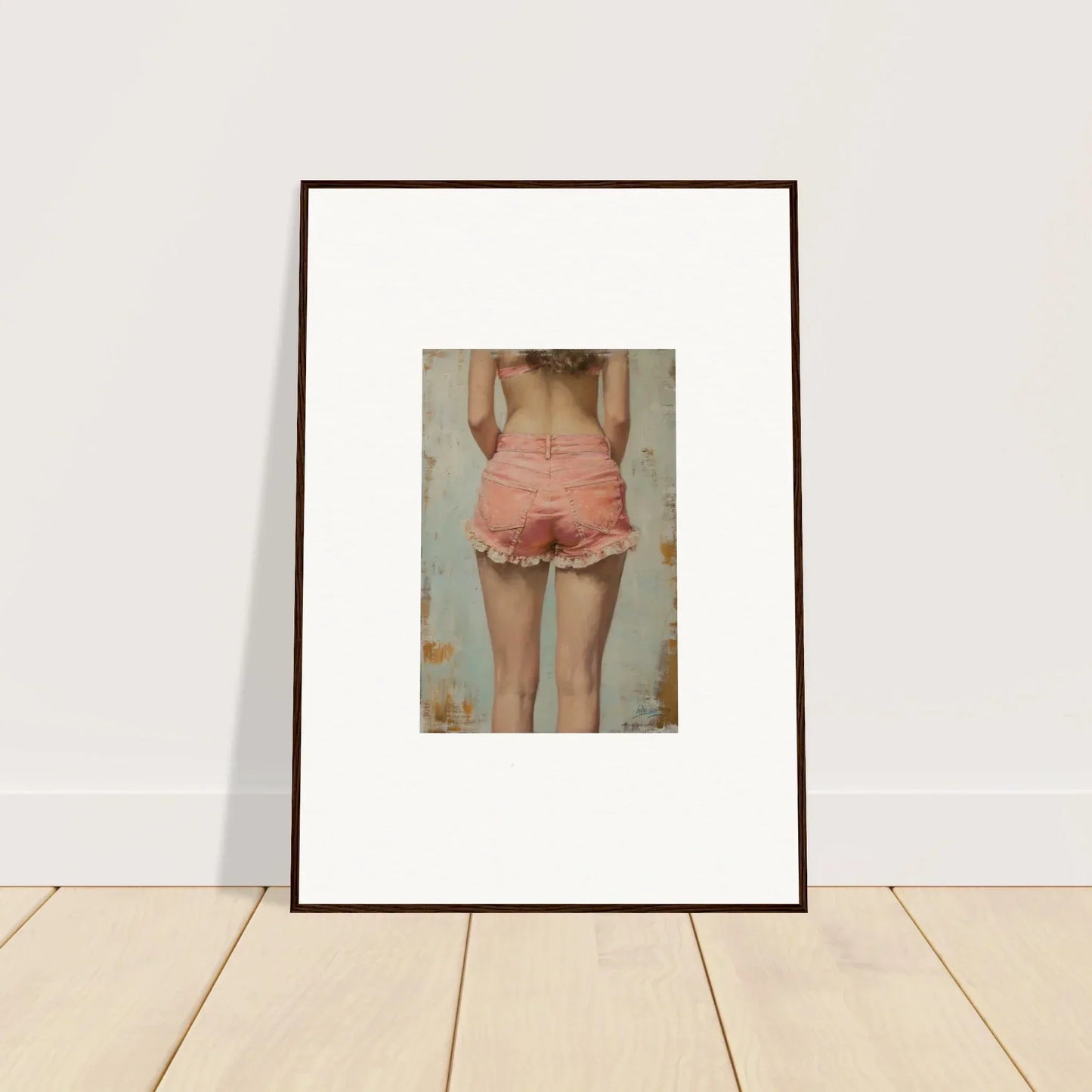 Framed canvas print of Blossom Elation highlighting a person in pink shorts for room decoration