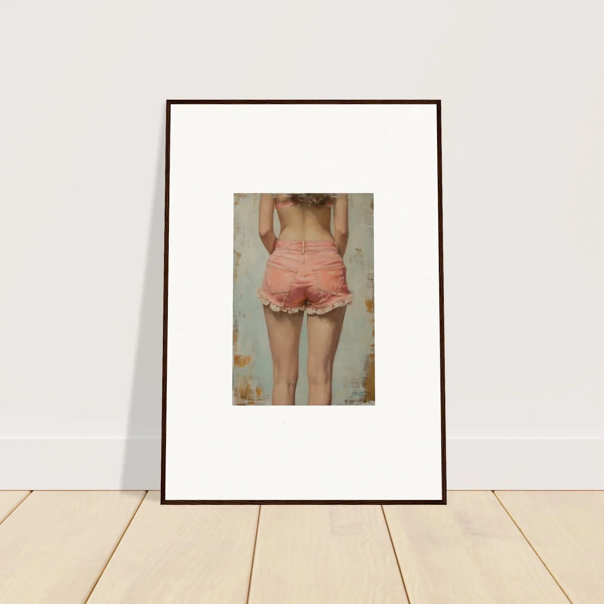 Framed canvas print of Blossom Elation highlighting a person in pink shorts for room decoration