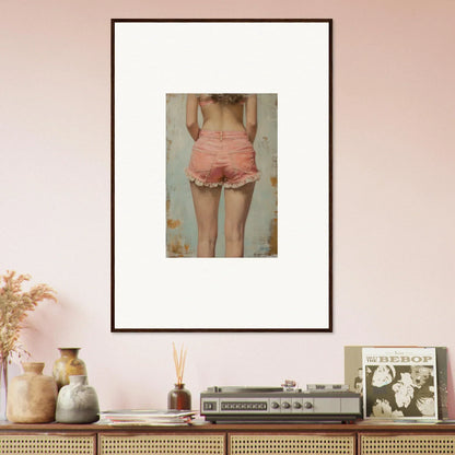 Framed canvas print of a person in pink lace shorts, perfect for Blossom Elation room decoration