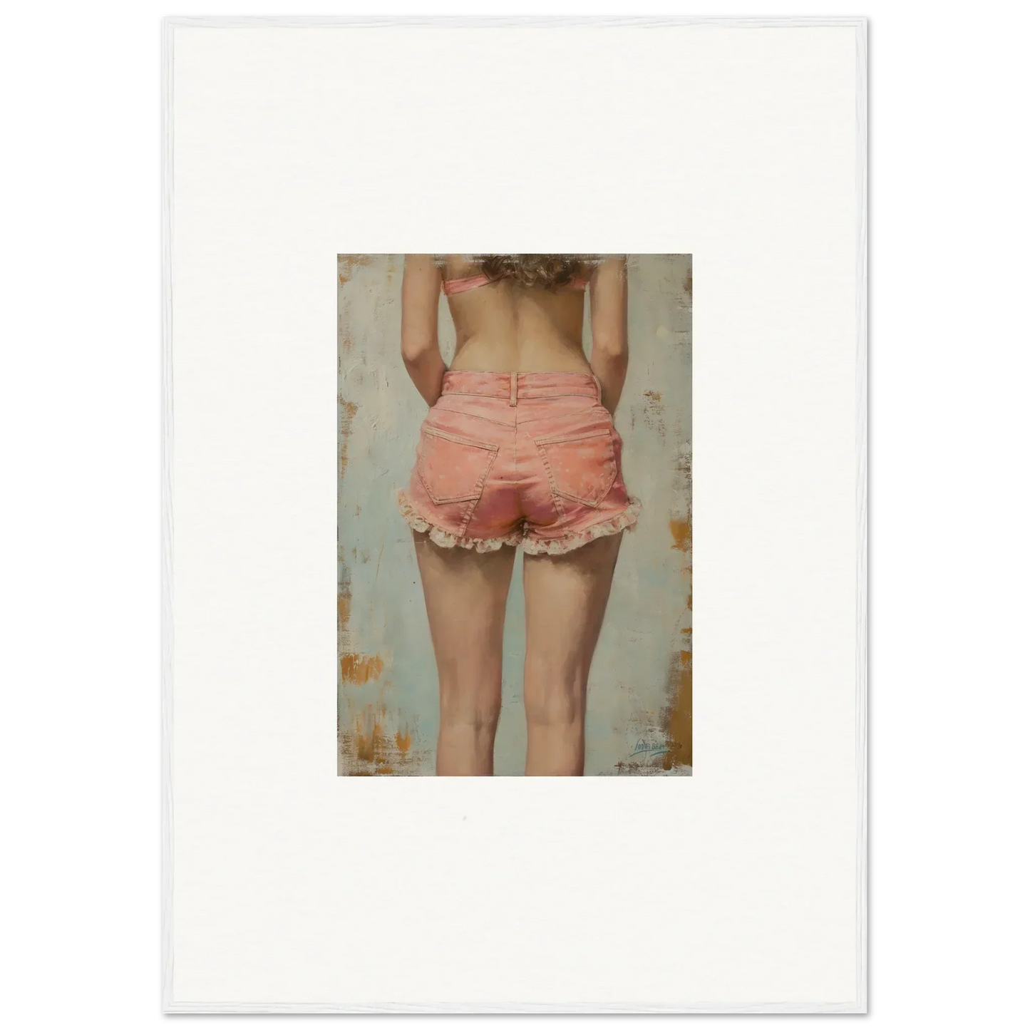 Painting of a person in pink shorts, perfect for Blossom Elation room decoration