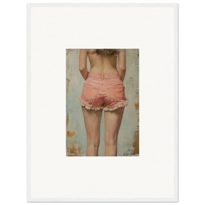 Colorful canvas print of a person in pink denim shorts for Blossom Elation decor