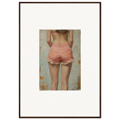 Framed canvas print of a person in pink shorts, perfect for Blossom Elation room decoration