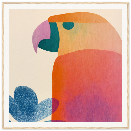 Stylized parrot in vibrant orange, pink, and teal for Parrot’d Jazz Dreaming special edition art™