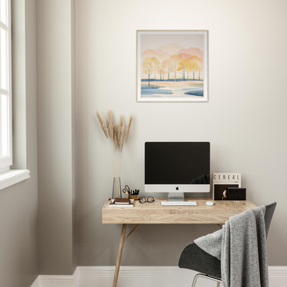 Wooden desk with iMac and minimalist decor in Pastel Daydreams Reflections product