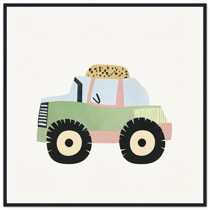 Mint green tractor with pink accents and spotted cargo in Pastel Journey Dance