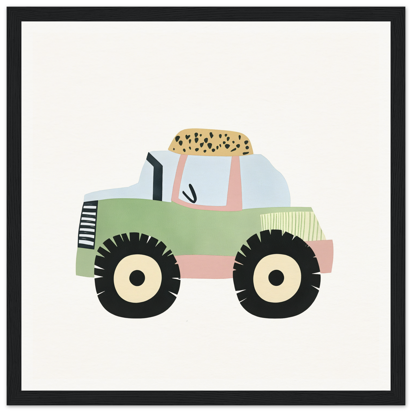 Cute cartoon tractor in pastel green and pink for Pastel Journey Dance product