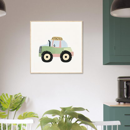 Cartoon mint green monster truck with yellow spots for Pastel Journey Dance