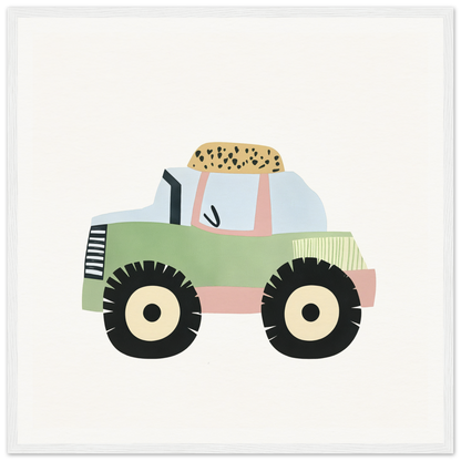 Pastel-colored tractor with spotted load, embodying the spirit of Pastel Journey Dance