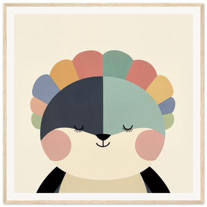 Cute cartoon panda with a vibrant rainbow pattern on its head in Pastel Panda Dreams