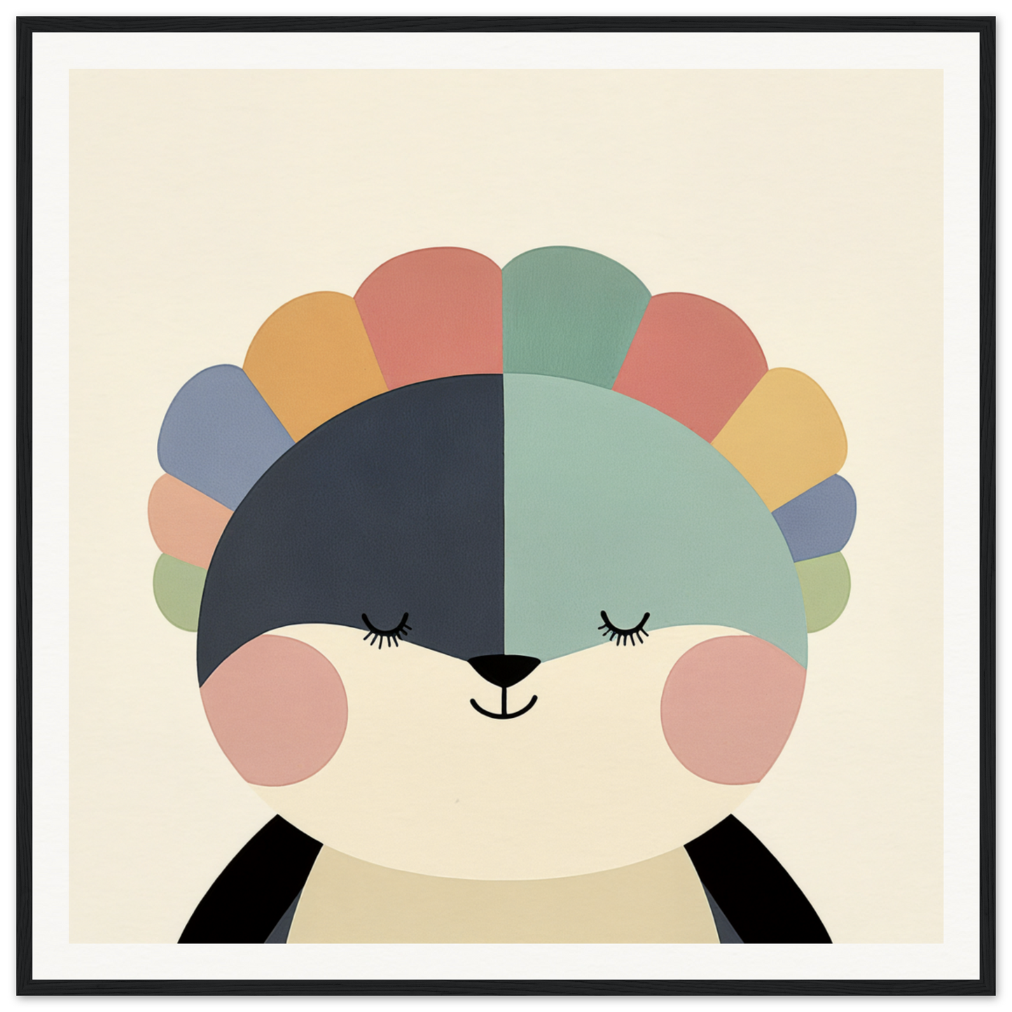 Cute cartoon panda with a rainbow pattern on its head from Pastel Panda Dreams