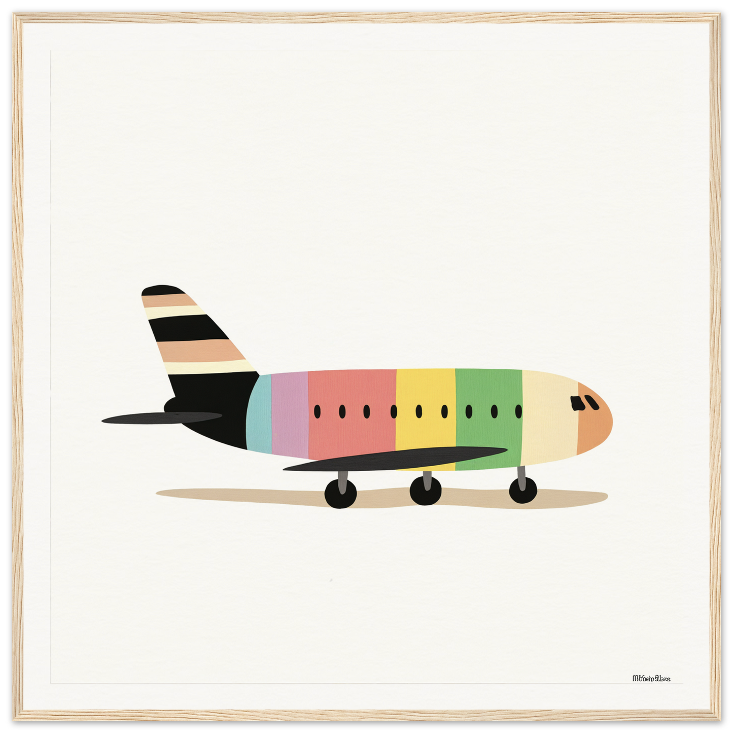 Colorful cartoon airplane with pastel stripes in Pastel Piloting Dreamscape design