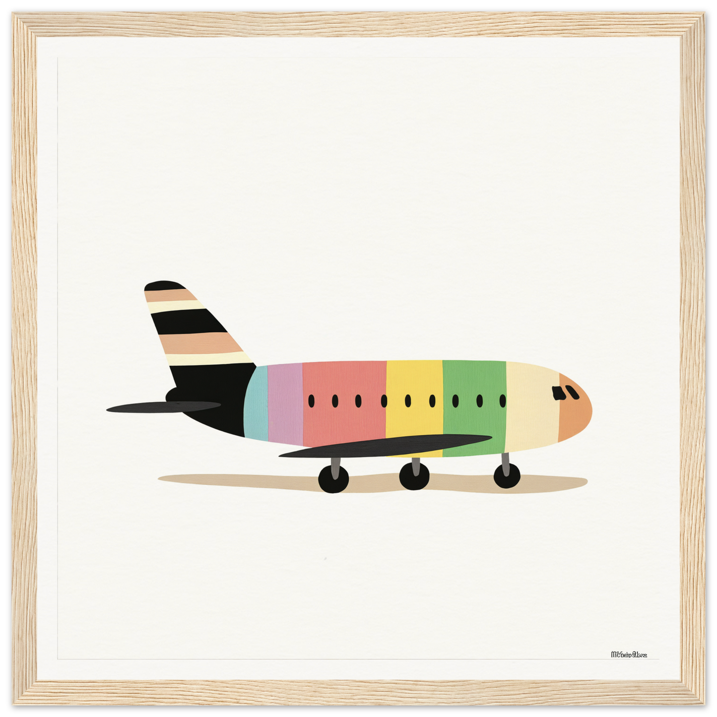 Colorful cartoon airplane with pastel stripes from Pastel Piloting Dreamscape