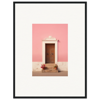 Wooden door with trim on a pink wall for Pastiche Portal Epiphany framed wall art