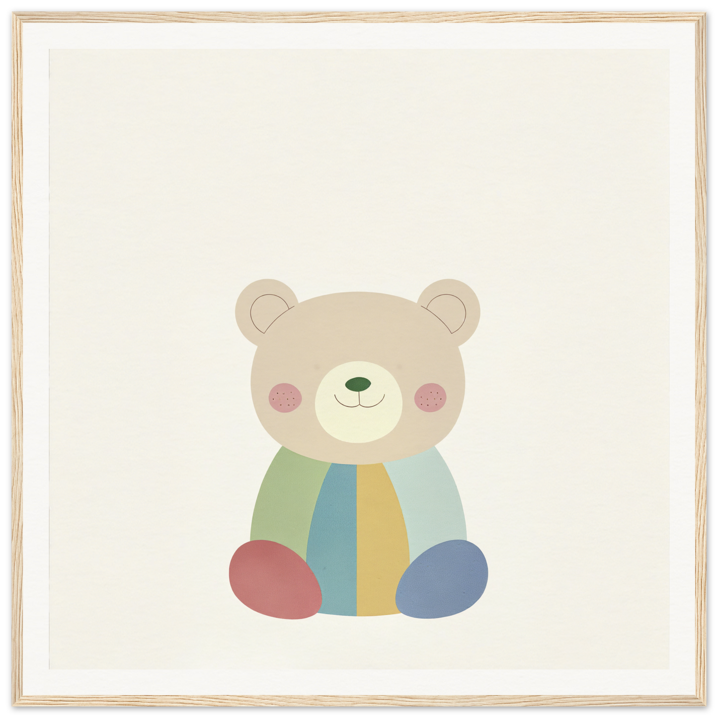Cute cartoon teddy bear in colorful pastel clothing from Patchwork Smile Tales