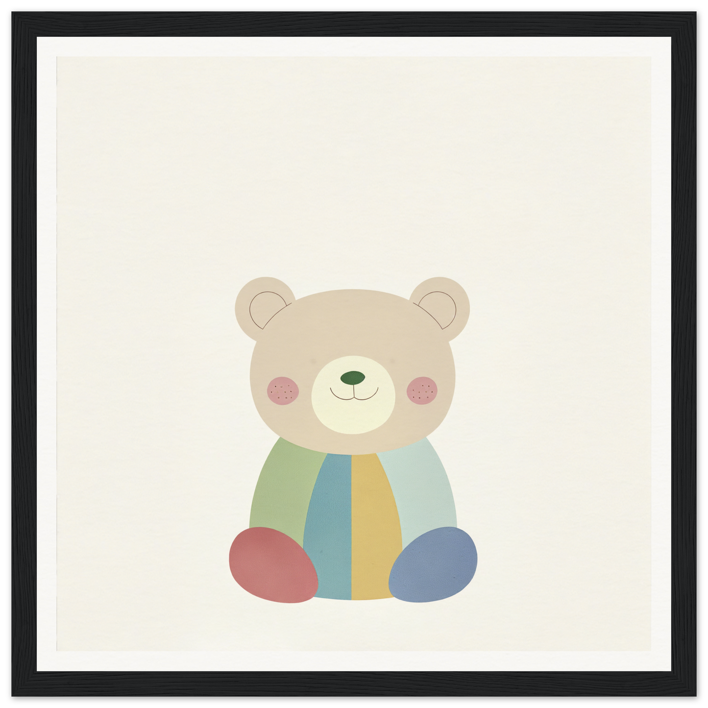 Cute cartoon teddy bear with pastel stripes from Patchwork Smile Tales collection