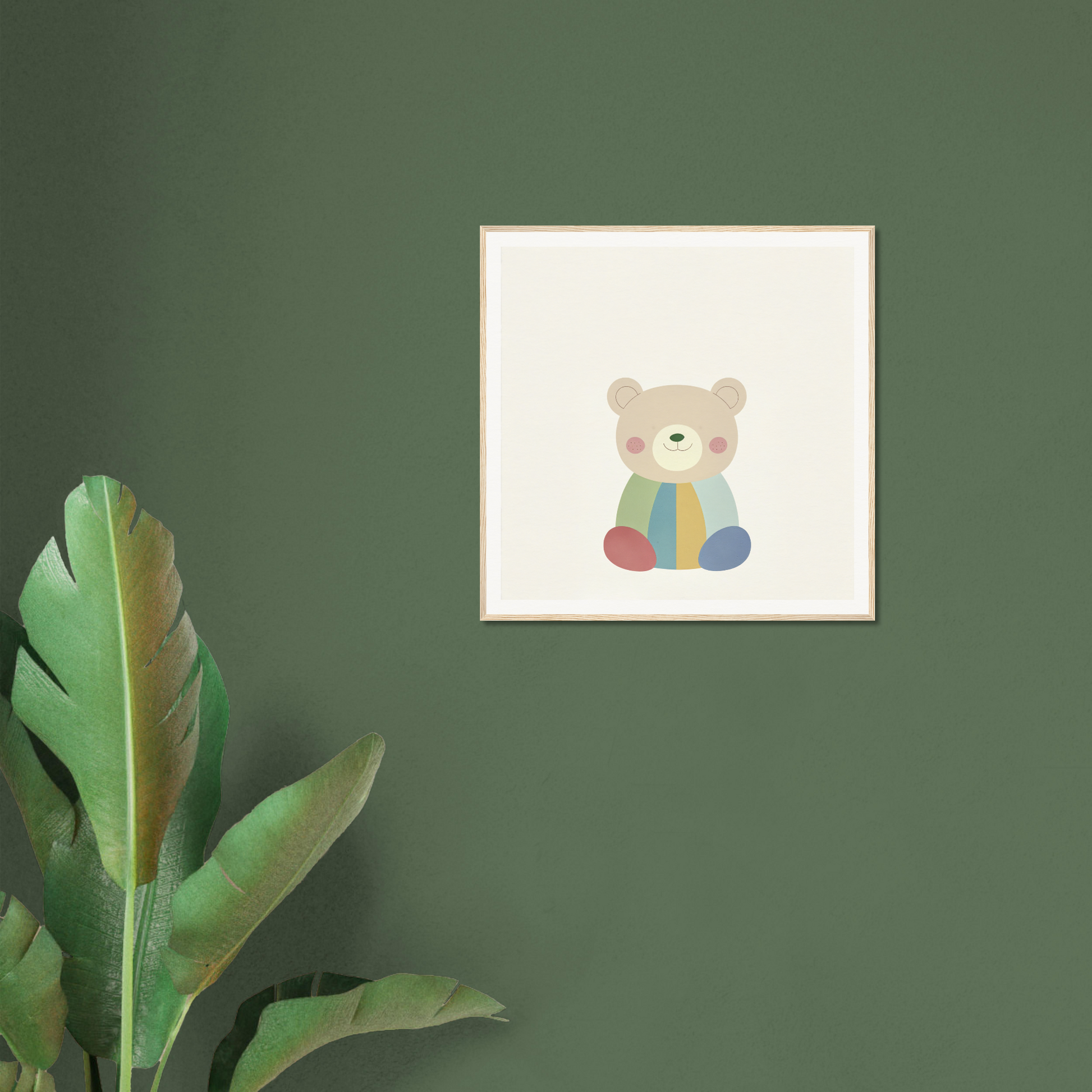 Colorful teddy bear with rainbow-patterned feet from Patchwork Smile Tales collection