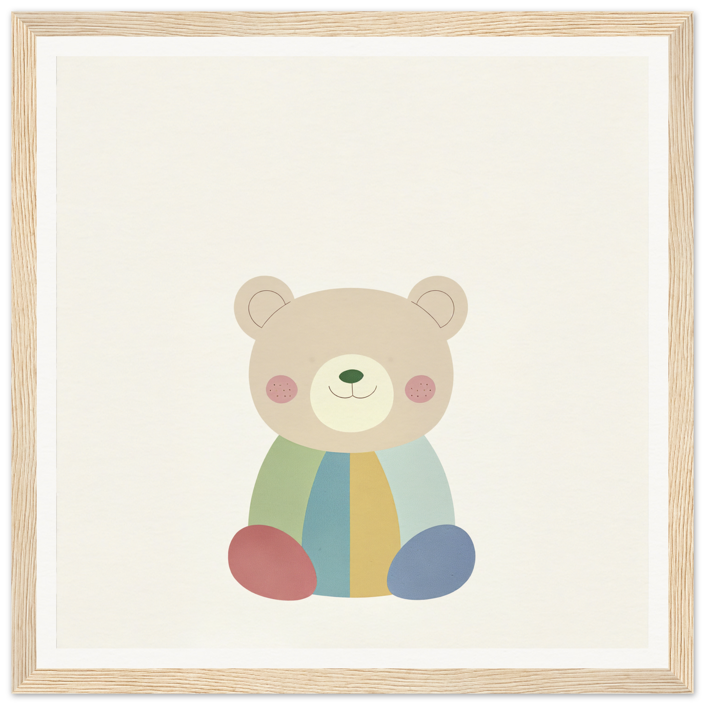Cute cartoon teddy bear with pastel stripes from Patchwork Smile Tales collection