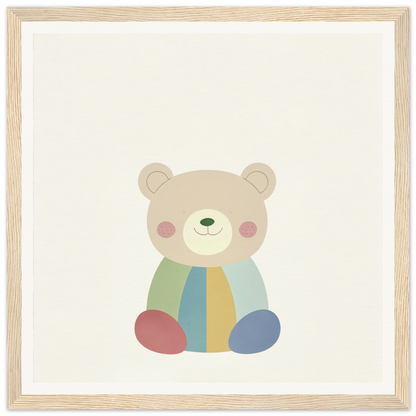 Cute cartoon teddy bear with pastel stripes from Patchwork Smile Tales collection