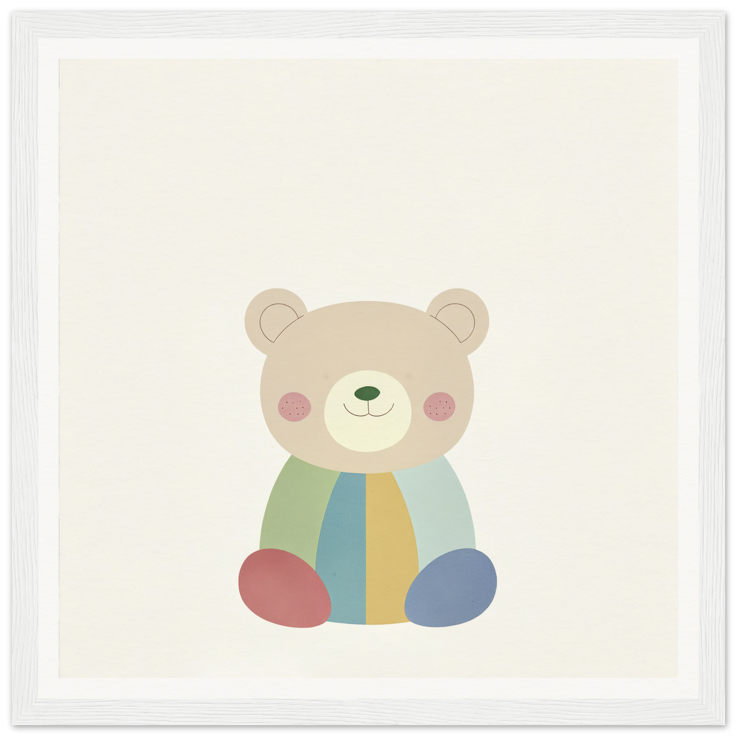 Cute cartoon teddy bear with pastel stripes from Patchwork Smile Tales collection
