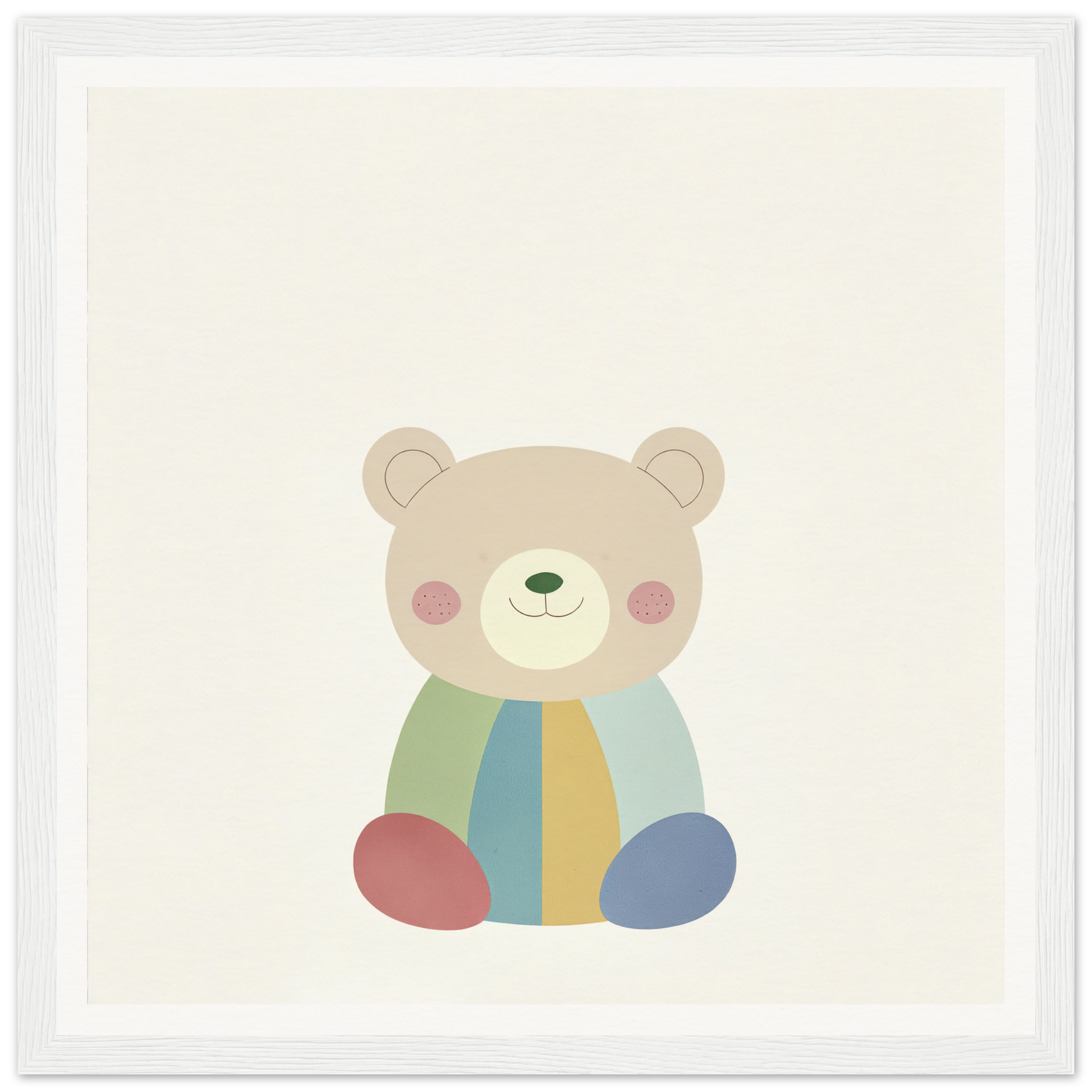 Cute cartoon teddy bear with pastel stripes from Patchwork Smile Tales collection